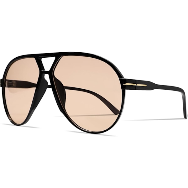 Retro Aviator Solbriller for Kvinner Menn Oversized Klassisk 70-talls Vintage Trendy Flokefrie Firkantede Aviator Solbriller