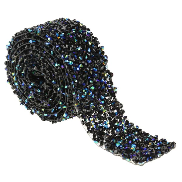 Diamant Mesh Wrap Rulle Sparkle Crystal Rhinestone Bånd Bryllupsdekoration (Blå & Sort)