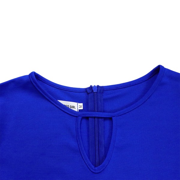 Temperament Sexet ensfarvet plisseret kjole (kongeblå XXXL)