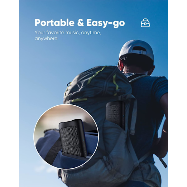 Bluetooth-högtalare med HD-ljud, bärbar trådlös, IPX5 vattentät, upp till 24 timmars uppspelningstid, TWS-parkoppling, BT5.3, elektroniska prylar, födelsedagspresent Black