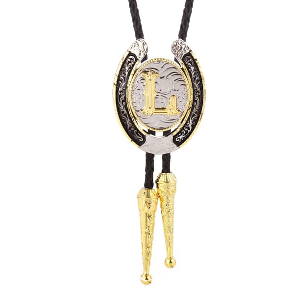 Vintage Bolo Tie til mænd - Initial Letter ABCDMJR til Z Wester L