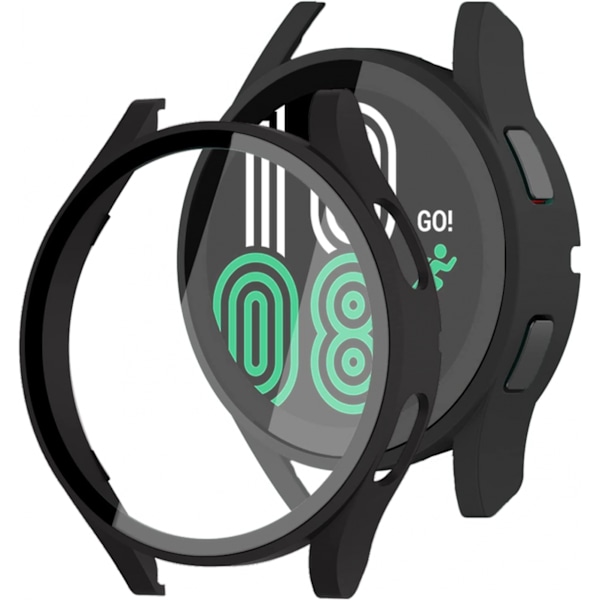 Yhteensopiva Samsung Galaxy Watch 4 44 mm kotelo, karkaistu lasi näytönsuoja, kova matta PC-suojaava kehys, naarmuuntumaton, täysi peitto, Galaxy