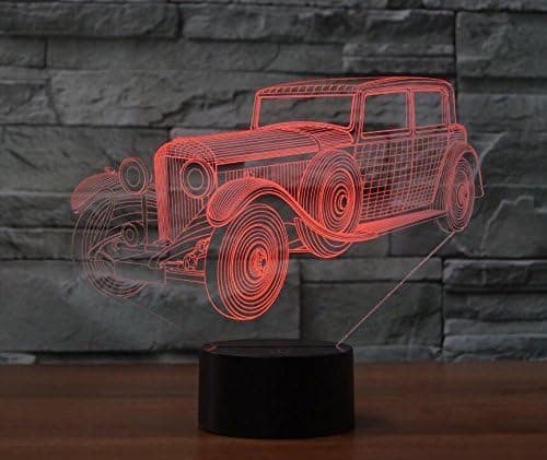 3D Bil Nattlys Lampe Optisk Illusjon Nattlys 7 Farger