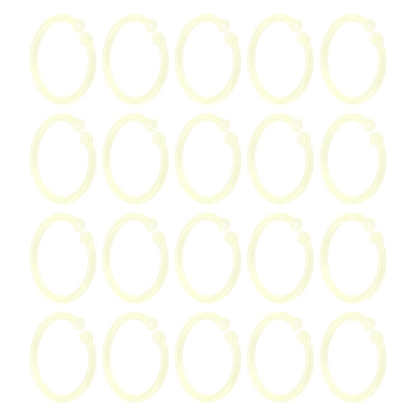 20 stk. Plastikringe Transparente Fleksible Løsblad Bogbinderinge til Skole Hjemmekontor Kort Dokument NotebookGul