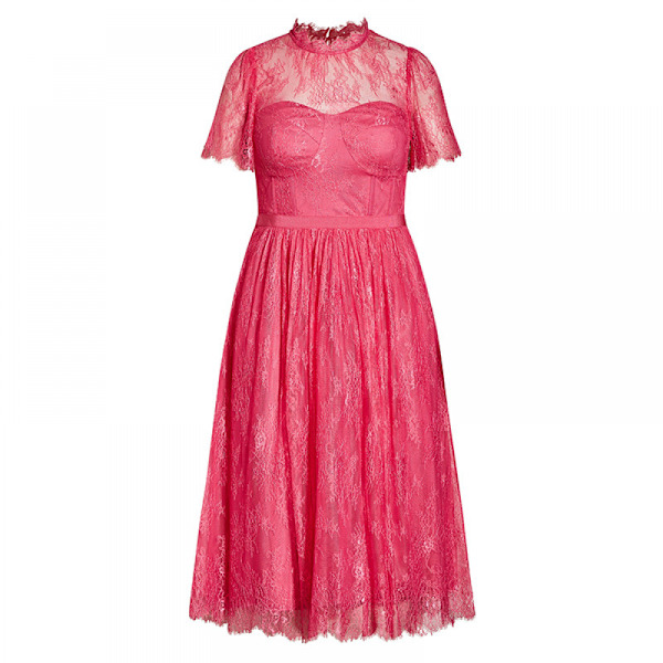 Ærmeløs Båd Hals Cocktail Fest Swing Kjole (Rose Pink 4XL)