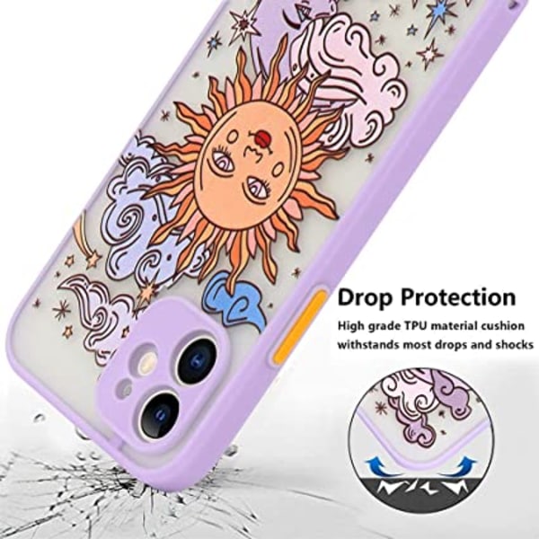 Kompatibel med iPhone 12 Skal Matt Klar Design Sol Måne