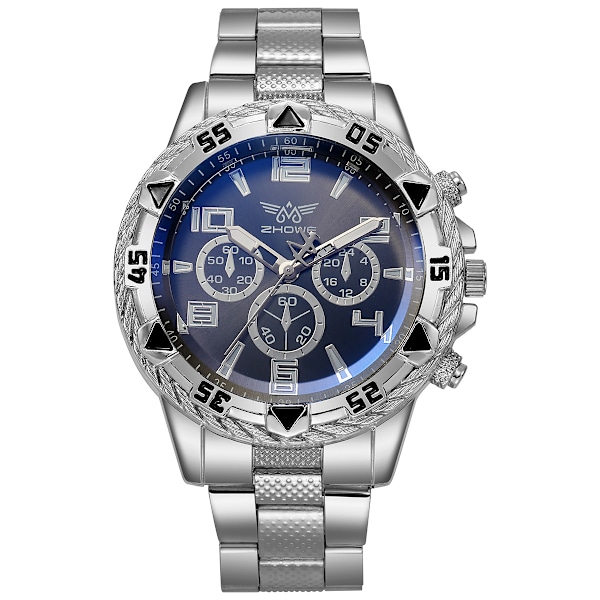Mænds Kvartsur Fashion Rustfrit Stål Chronograph Forretningsure til Mænd Sliver-1