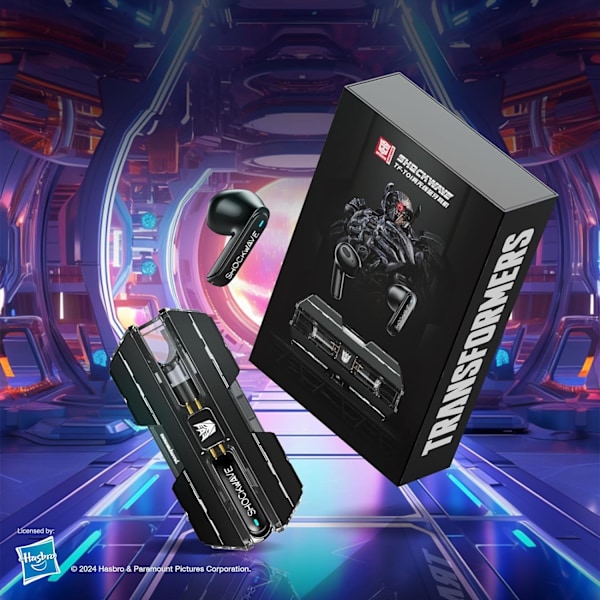 Transformers TF-T01 True Wireless Earbuds Bluetooth 5.4 Hodetelefoner Bass Stereo Øretelefoner, Bluetooth Ørepropp i Øret Støydempende Mikrofon, 60H Spilletid Shockwave