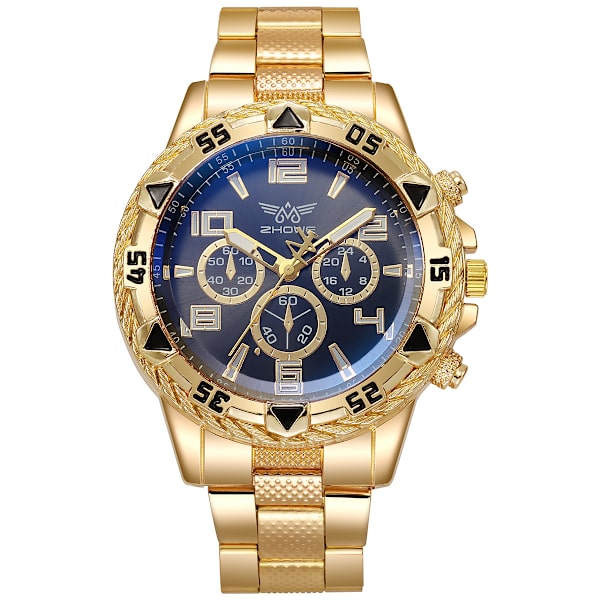 Mænds Kvartsur Fashion Rustfrit Stål Chronograph Forretningsure til Mænd Gold