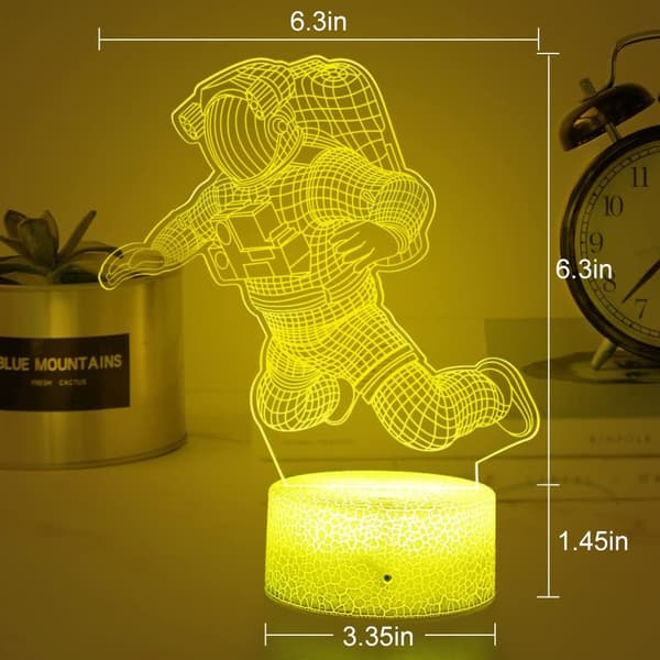 Spaceman 3D nattlys, astronaut rakett LED illusjonslampe