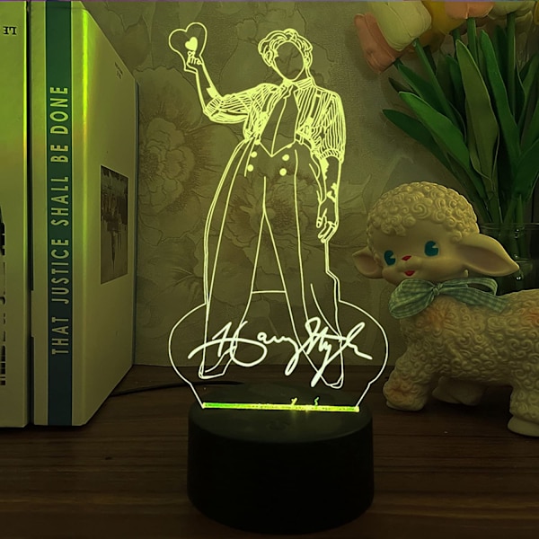 Harry Edward Styles 3D Sångare Idol Nattlampa Harry Styles lampa Present till Fans Sovrumsdekoration Ljus Led Sensor Färgbyte Arbetsbordslampa (16 Färger