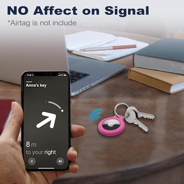 【2-pakkaus】 Airtag-pidike Air Tag -kotelo avaimenperällä, naarmuuntumaton Airtags-avainperä Apple Air Tagseille, Airtag-tarvikkeet GPS-esineiden paikannuslaitteelle, Pink White