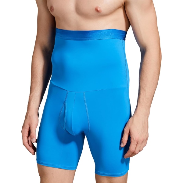 Menn Magekontroll Shorts Høy midje Undertøy Slanking Shapewear Body Shaper Leg Boxer Briefs Blue L