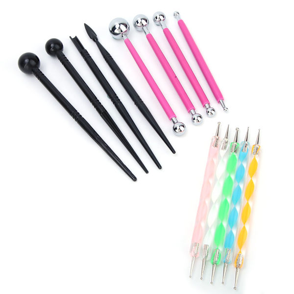 13 i 1 Dubbelsidig pricklera lera målningsindenterings pennor stylus verktyg set DIY (röd uppsättning)