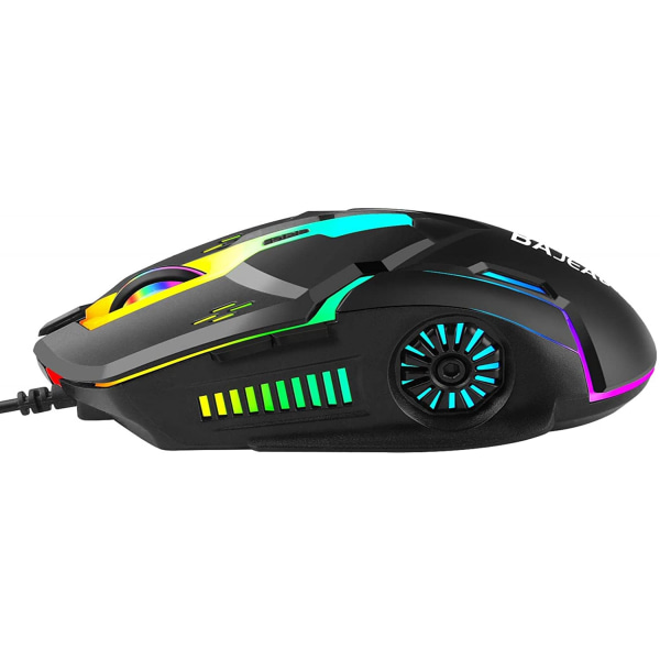 Ljusstark spelmus, trådbunden RGB-bakgrundsbelyst mus, Unive
