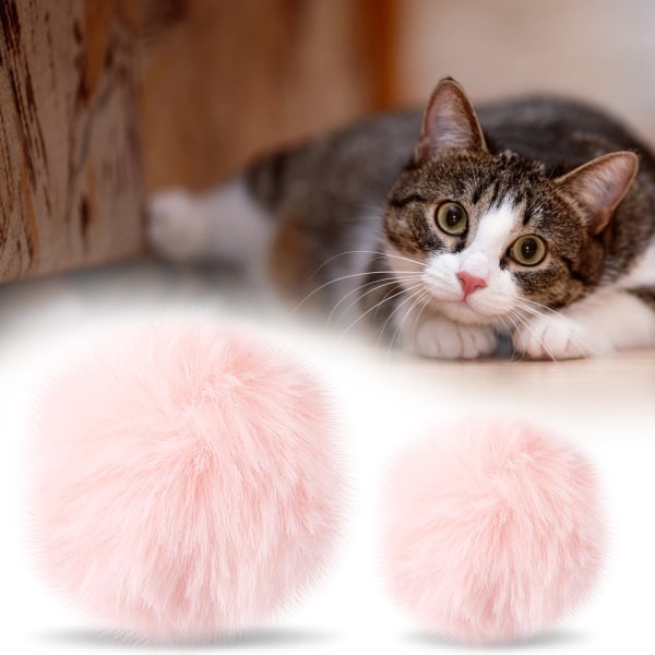 10 STK Bærbar fargerik kattelekeball lekeleke katteleke kjæledyrleke rosa