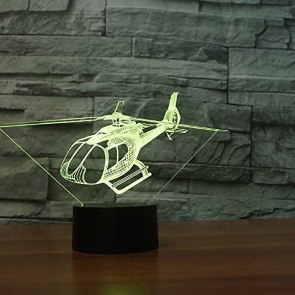 3D Helikopter Fly Natlampe Touch Switch 7 Farveskift