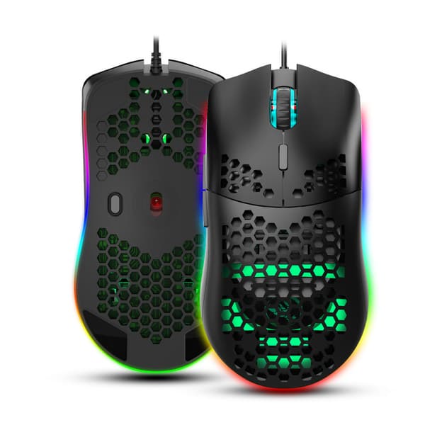 Kablet mus med RGB-belysning, understøtter slukket lys, 6 knapper til pc