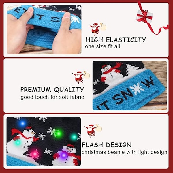 LED-upplyst mössa, stickad beanie med färgglada LED-lampor, överraskande julklapp, semester- och födelsedagspresent till barn, pojkar och flickor