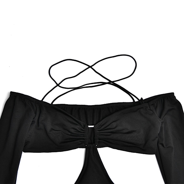 Up Backless Ruched Criss Cross Cutout Short Dresses(Black M)