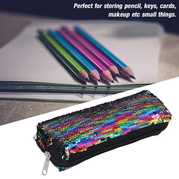 Pige Søde Sequin Blyantæske Boks Skole Stationery Tilbehør Gave(farverig)