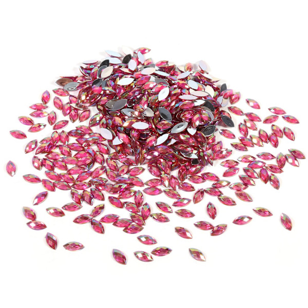 7*15mm Hästögat Akryl Rhinestones Kristallpärlor Flat Back Dekoration (Röd)