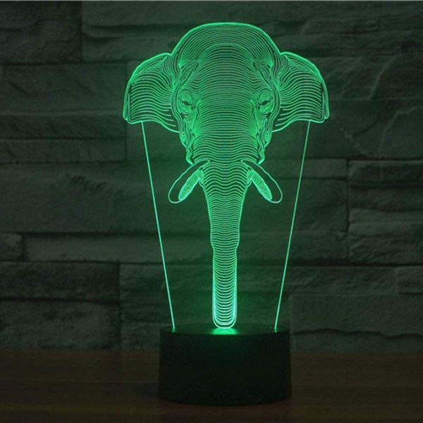3D LED Vild Varg Optisk Illusion Nattlampa, 7 Färgförändring