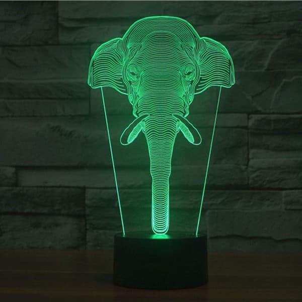 3D LED Vill Ulv Optisk Illusjon Nattlys, 7 Fargeendringer