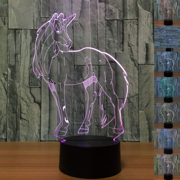 3D LED Vild Varg Optisk Illusion Nattlampa, 7 Färgförändring