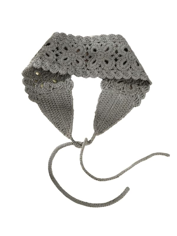 Vintage Boho Strikket Hårbånd til Kvinder, Hæklet Stil Hårbånd Tørklæde, Grå One Size Grey