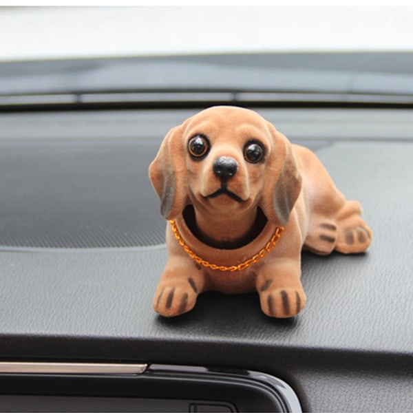 Dashbord Hode Hunder Nikkende Hoder Bil Dash Valp for Bil Kjøretøy Dekorasjon (Dachshund)