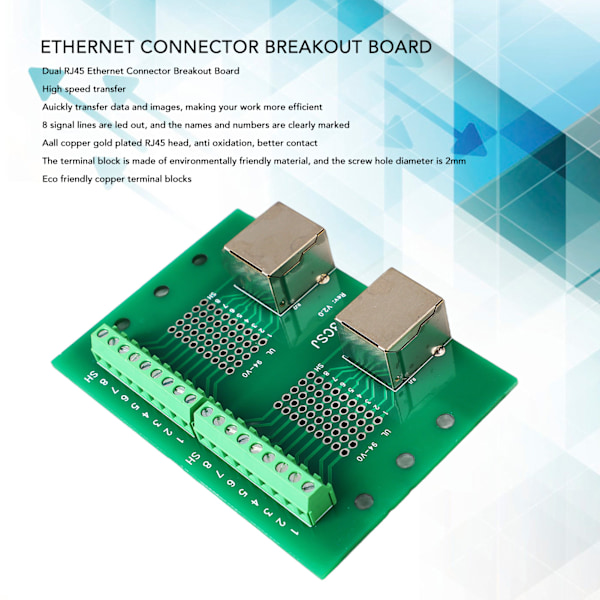 RJ45 Ethernet-kontaktutbruddskort Dobbel nettverksportinngang Skruterminaltavle med brakett