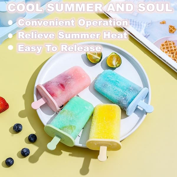 Isforme Sæt 6 Stykker Is Popsicle Maker-Nem-Frigivelse Is Popsicle Forme Hjemmelavede Isforme (Blå)