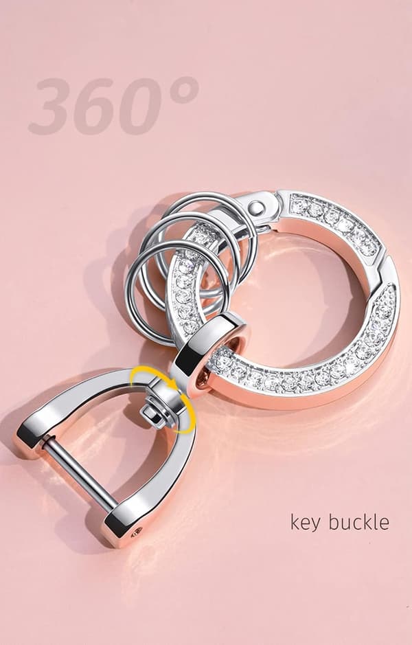 Bling Rhinestone Nøglering til Bilnøgle, 14k Guldbelagt Legering