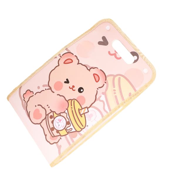 Paper Folder Multi Layer Waterproof Cute Pattern Plastic A4 File Folder Organ Bag for School Office Khaki