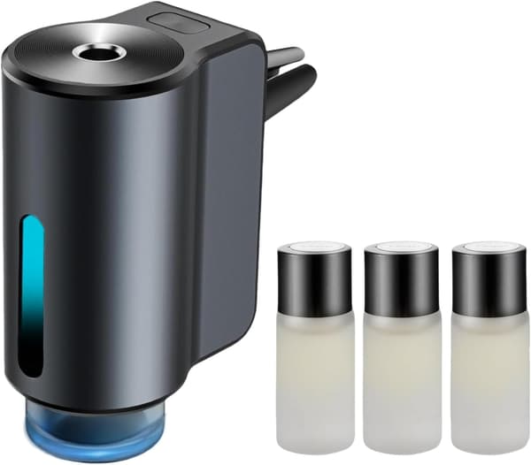 Smart billuftfräschare diffusor – 3 justerbara lägen, 3 st eterisk olja ingår (långvarig)