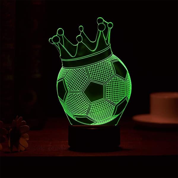 Fotball 3D LED-lampe, 7 farger optisk illusjonskunst