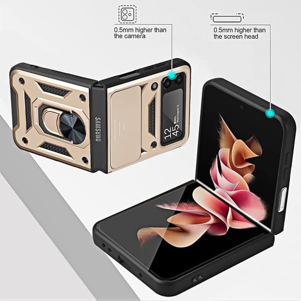 Kompatibel med Samsung Galaxy Z Flip 3 Case, [Militær Gra