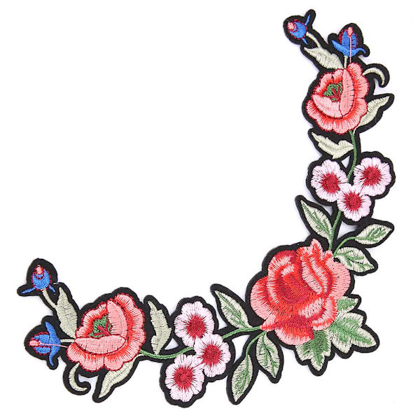 V-hals Rose Klær Brodert Patch DIY Dekorasjon Strykejern Sy Klistremerke Applikasjon Håndverk Tilbehør