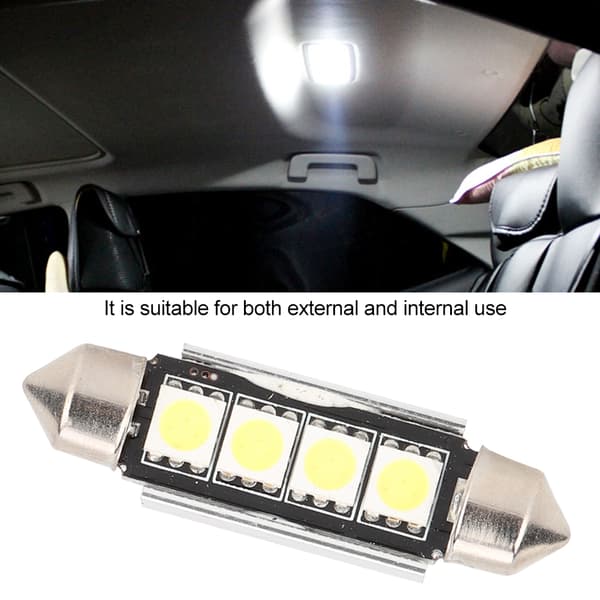 10 stk 41mm 4SMD Hvit Super Lys Bil Interiør LED Lyspære