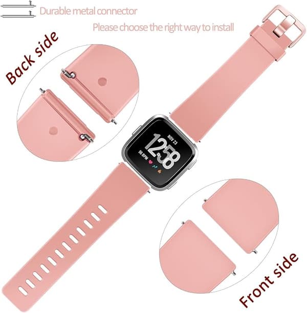 Smartwatch-rem til Fitbit Versa Smartwatch, Versa 2 og Versa Lite SE ure til kvinder og mænd (Peach-L)