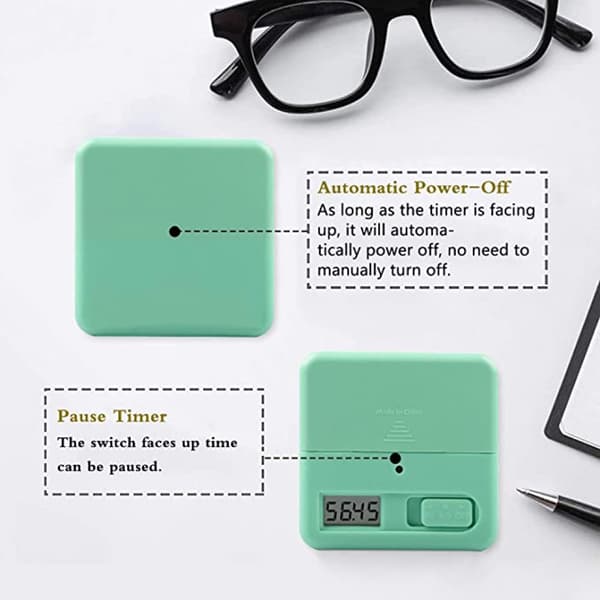 Countdown Kitchen Cube Timer Fitness Matlagning Tids Påminnelse Barn Student Alarm Klocka, 15-20-30-60 Minuter（Grön）