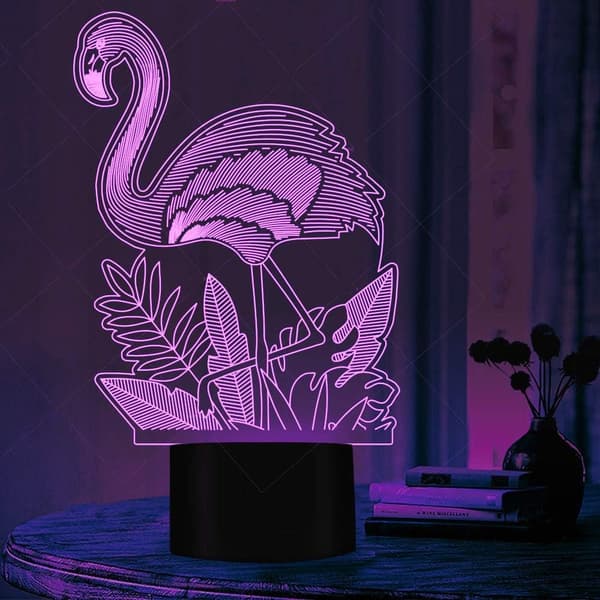 Optisk illusjon 3D Flamingo Nattlys USB-drevet Touch S