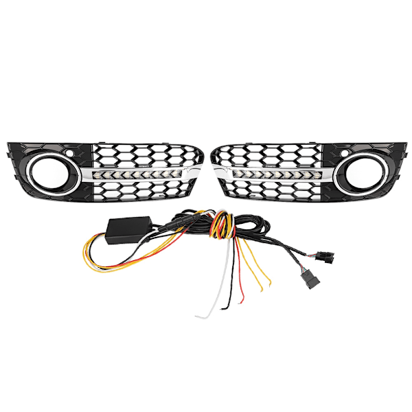 Auton etusäleikkö LED-vilkkuvaloilla ja päiväajovaloilla Audi A4 B8:lle (2009-2011)