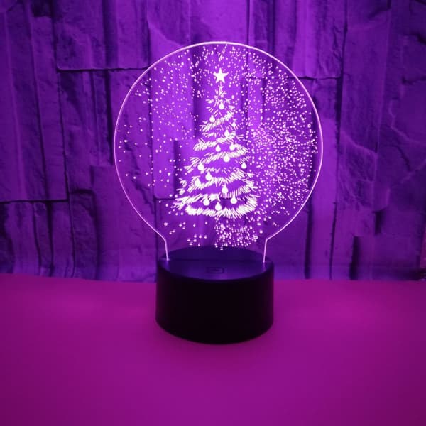 Juletræs Natlampe, 3D Illusionslampe, 7 Farver Chan