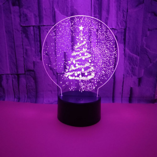 Julgran Nattlampa, 3D Illusion Lamp, 7 Färger Chan