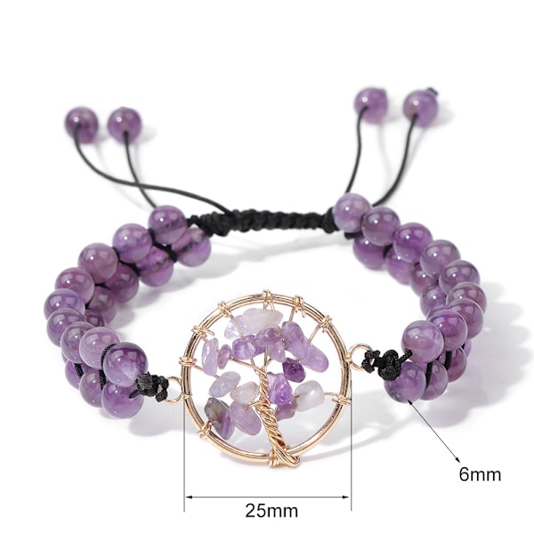 Halvädelstenar Kristall Runda Pärlor Justerbara Flätade Makrame-Kvastar Armband - Handgjorda Boho Wrap Armband för Kvinnor Män Multicolour