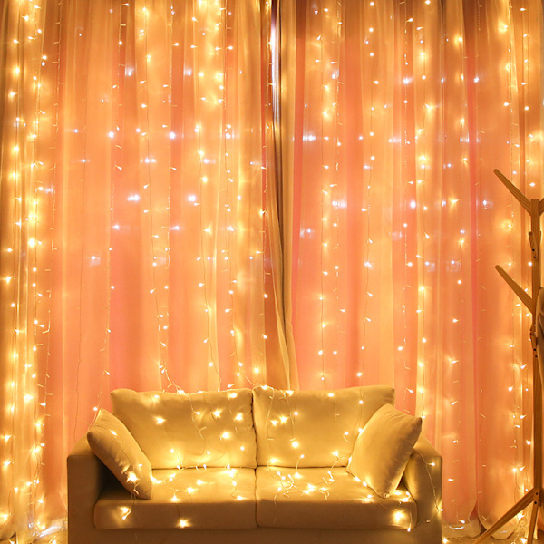 300 LED fönstergardin ljusslinga bröllopsfest hem Garde Warm White