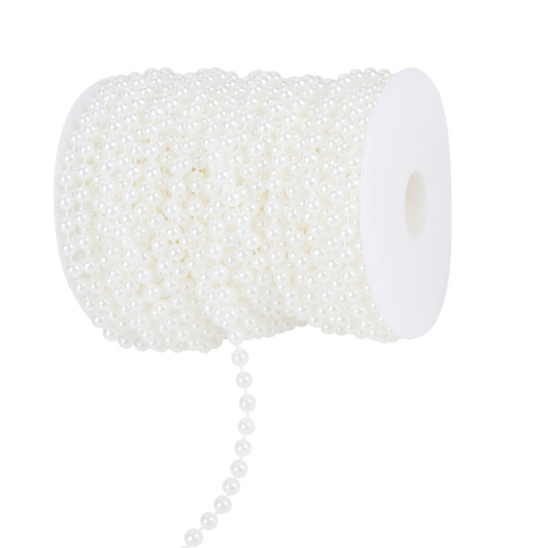 25m/rulla Hiontahelmi Langat Helmet Garland String DIY Hääkoriste 6mm(valkoinen)