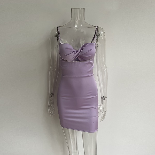 Tank Top Sexy Hihaton Mini Club-mekko (Violetti S)